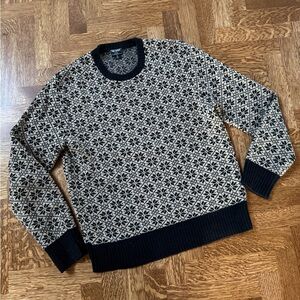 TODD SNYDER 100% Lambswool Fair Isle Sweater Nordic Snowflake Apres Ski Preppy S